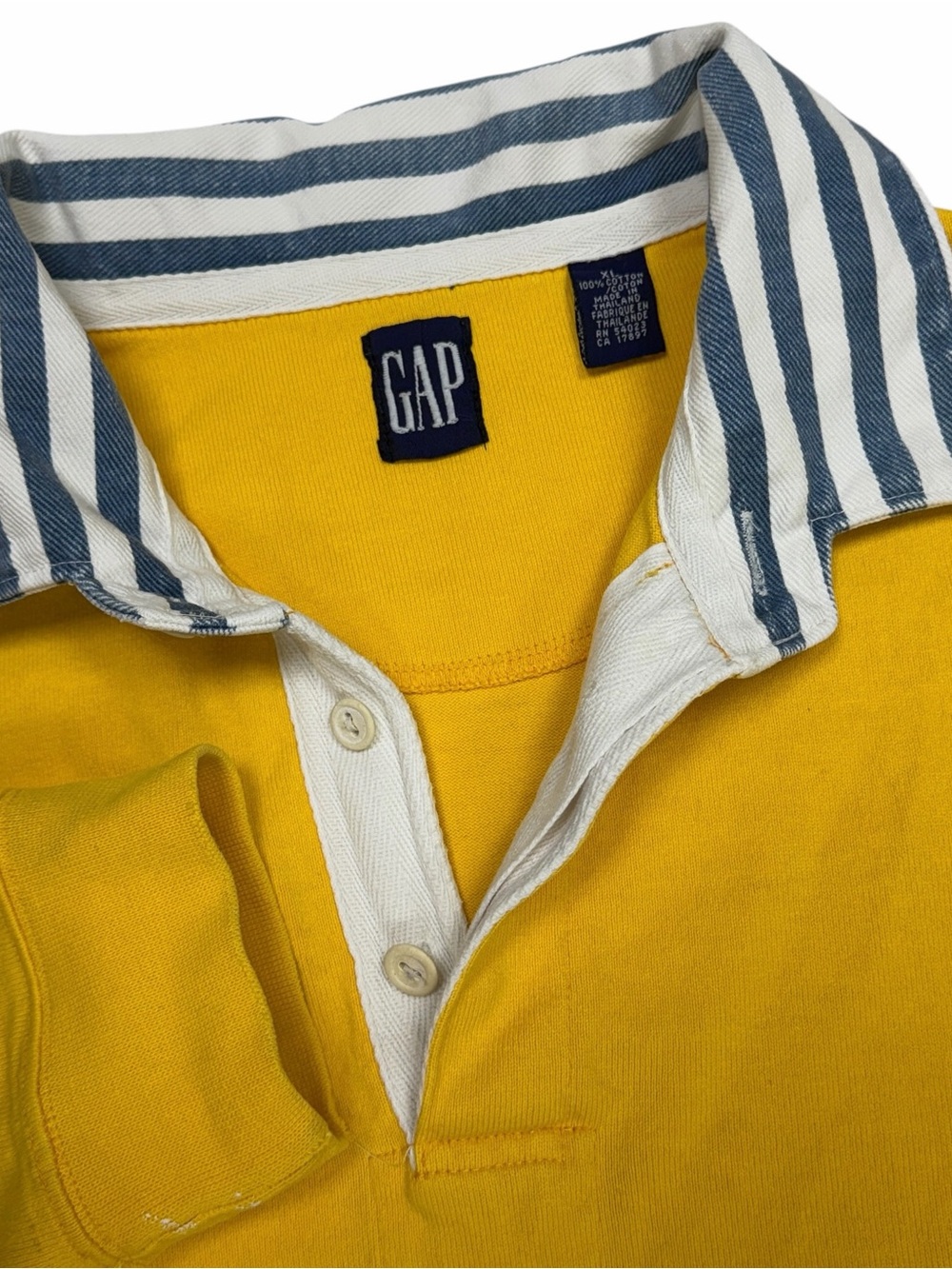 Vintage Gap Rugby Shirt Mens XL Yellow Heavy Thick Cotton Polo 90s Y2K Preppy